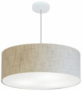 Lustre Pendente Cilíndrico Md-4079 Cúpula em Tecido 60x21cm Rustico Bege - Bivolt