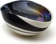 Bowl de Murano Marfim Espiral Azul Escuro Iridescente Yalos
