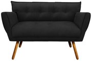 Kit 1 Namoradeira 2 Lugares E 2 Poltronas Anitta Suede Pés Palito Castanho D03 - D'Rossi - Preto