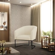 Poltrona Decorativa Industrial Preto Stella Cotelê Ext/Veludo D03 - D'Rossi - Off White