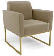 Poltrona Base Industrial Dourado Marisa Suede D03 - D'Rossi - Marrom Rato