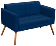 Poltrona Namoradeira Decorativa Pés Palito Karen Suede Azul Marinho G19 - Gran Belo