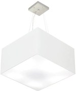 Lustre Pendente Quadrado Md-4199 Cúpula em Tecido 30/60x60cm Branco - Bivolt