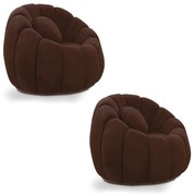 Poltrona Decorativa Orgânica para Sala Kit 2 Cloud Bouclê E03 - D'Rossi - Marrom