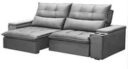 Sofá Retrátil Reclinável 3 Lugares 210cm Moritz F05 Veludo Prata - Mpo