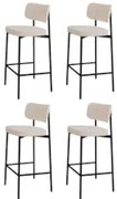 Banqueta Alta Bar Estofada Kit 4 Ella M25 Linho Palha - Mpozenato
