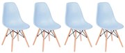 Conjunto 4 Cadeiras Eiffel com Base em Madeira – Azul