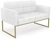 Sofá Namoradeira Base Industrial Dourado Ana Sintético PU Branco - Ibi