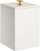 Lixeira de Piso Resina Off White Fosco - Ouro Escovado  Ouro Escovado