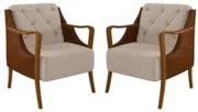 Kit 2 Poltronas Decorativas para Sala de Estar Capitonê Lapa Z32 PU Ca