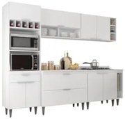 Armário de Cozinha Com Tampo CP07 260cm Pérola Branco Z34     - Mpozen