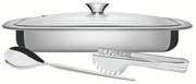 Kit Assar e Servir Tramontina Aço Inox com Tampa de Vidro 3 Peças