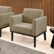 Poltrona Base de Madeira Fixa Preto Marisa Suede - Marrom Rato