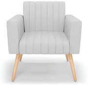 Kit 2 Poltronas Viena Gomada Linho Pés Palito Natural D03 - D'Rossi - A05 Cinza