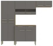 Cozinha Compacta Com Balcão 221cm Vivian Plus Freijó/Gris Z06 - Mpozen