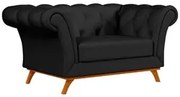 Sofá 150cm 2 Lugares Base Madeira Império C-300 Veludo Preto - Domi