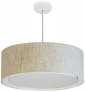 Lustre Pendente Cilíndrico Duplo Md-4297 Cúpula em Tecido 60x25cm Rustico Bege - Bivolt