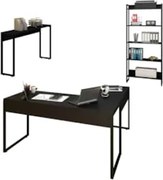 Conjunto Escritório 3 peças Mesa em L Estante e Aparador Studio Indust