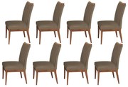 Conjunto 8 Cadeira Decorativa Leticia Aveludado Cappuccino