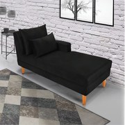 Divã Chaise Chloe 160 cm Veludo Pés Chanfrado Castanho M11 - D'Rossi - Preto