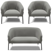 Namoradeira e 2 Poltronas Pé de Ferro Preto Stella Suede D03 - D'Rossi  - Grafite