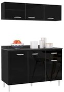 Armário Aéreo e Balcão de Cozinha 120cm com Tampo Classic Z46 Preto -
