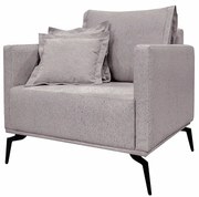 Poltrona Decorativa Pés em Aço Stagno Linho Areia Rústico G63 - Gran Belo