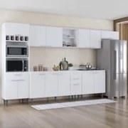 Armário de Cozinha Com Tampo CP06 360cm Pérola Branco Z34     - Mpozen