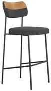 Banqueta Alta Bar Estofada Milli Linho Grafite/Caramelo A14 - Mpozenat
