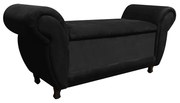 Recamier com Baú Itália Namoradeira Calçadeira Suede M11 - D'Rossi - Preto