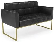 Sofá Namoradeira Base Industrial Dourado Ana Sintético PU Preto - Ibiz