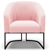 Poltrona Decorativa Industrial Preto Kit 2 Stella Suede D03 - D'Rossi - Rosa Bebê