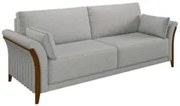 Sofá Living 3 Lugares 222cm Pés Madeira Roya Z32 Linho Cinza - Mpozena