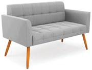 Sofá Namoradeira Elisa Suede Pés Palito Castanho D03 - D'Rossi - Cinza
