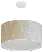 Lustre Pendente Cilíndrico Duplo Md-4295 Cúpula em Tecido 50x30cm Rustico Bege - Bivolt