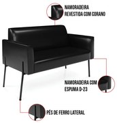 Sofá Namoradeira e 2 Poltronas Pé de Ferro Preto Marisa Corano D03 - D'Rossi - Preto