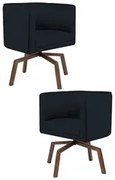 Kit 2 Poltronas Decorativas Base Ka Madeira Betina C-05 Corano Preto -