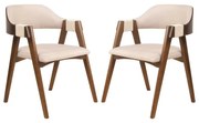 Conjunto 2 Cadeiras de Jantar Ottawa Cappuccino Linho Off White