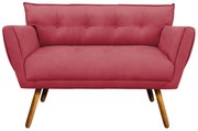 Kit 1 Namoradeira 2 Lugares E 2 Poltronas Anitta Suede Pés Palito Castanho D03 - D'Rossi - Rose