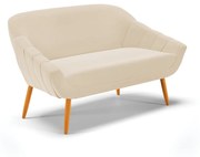 Namoradeira 02 Lugares Giovana Suede Bege Pés Palito Castanho - D'Rossi
