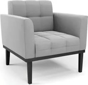 Poltrona Decorativa Base Madeira Preto Ana Suede Cinza - Ibiza