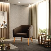 Cadeira Sala de Jantar Pé Palito Castanho Stella Suede D03 - D'Rossi - Marrom