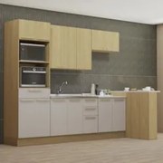 Armário Cozinha 7 Peças CP02 Com Pia Mirella Freijó/Cinammon L01 - Mpo