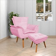 Kit 2 Poltronas Decorativas Pés Palito Charger Suede Rosa G19 - Gran Belo