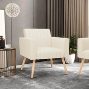 Poltrona Viena Gomada Linho Pés Palito Natural D03 - D'Rossi - A19 Bege