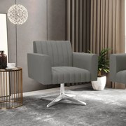 Poltrona Giratória Viena Gomada Suede Base Cromada D03 - D'Rossi - Grafite