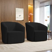 Poltrona Decorativa Base Giratória Kit 2 Stella Max Linho D03 - D'Rossi - A79 Preto