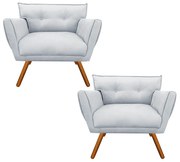 Kit 2 Poltronas Anitta Suede Pés Palito Castanho D03 - D'Rossi - Cinza
