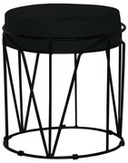Puff Decorativo Sala de Estar Base Preto Chloe Veludo Preto G41 - Gran Belo