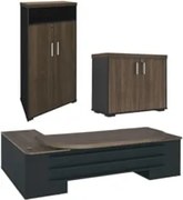 Conjunto Escritório Home Office 3 Peças Mesa em U Corp A06 Charuto/Pre